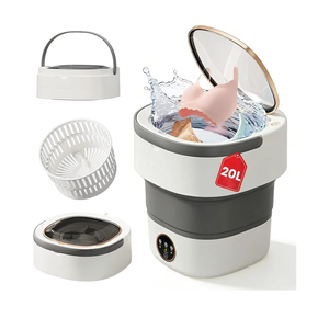 Portable Washing Machine - 20L Mini Foldable Washer with Spin Basket, 3 Cleaning Modes & Deep Cleaning for Small Clothes, Collapsible Laundry for Apartment, Home, Hotel and Travel (Gray)