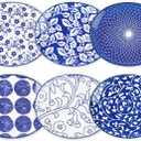 Selamica Small Dinner Plates, Oval Dessert Plates Ceramic, 6 Inch Small Plates for Appetizer, Cake, Snacks, Microwave Dishwasher Safe, Set of 6, Vintage Blue