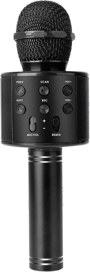 Wireless Bluetooth Karaoke Microphone Portable Handheld Mic Speaker 3-in-1 for All Smartphones Gifts Black