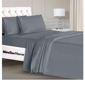 Mueller Ultratemp King Size Sheets Set, Super Soft 1800, 6 Piece, Deep Pocket up to 16" Cooling Sheets Queen Size, Transfers Heat, Breathes Better, Hypoallergenic, Wrinkle, Denim