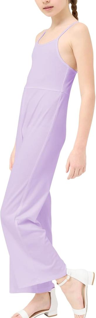 B&GCozy Girls Casual Loose Sleeveless Stretchy Wide Leg Pants, Jumpsuit Rompers for Girls (12-13 Years, Purple)