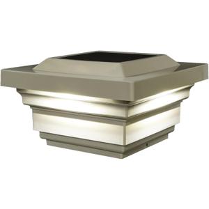 Classy Caps SL078T 4x4 Regal Solar Post Cap - 2 Pack, Tan  High-Performance Solar LED Lights, Durable Tan PVC (Vinyl) Construction, Weather-Resistant, Ideal for Outdoor Posts, Warm & Cool Light Modes