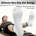 Pilates Yoga Non-Slip Socks Fit Hospitals, Yoga Studios, Outdoor. Gifts For Ballet Dancers, Seniors, Dears. (White)