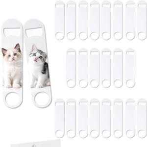 25 Pcs Sublimation Bottle Opener Personalized Blanks Flat Beer Bottle Opener Stainless Steel Sublimation Blank Products for Bar Kitchen Restaurant (White
