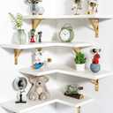 Corner Shelf Wall Mounted, Set of 4, Corner Floating Shelves, Corner Wall Shelf, Corner Hanging Shelf for Living Room, Kitchen and Bedroom (White Gold, 16.3 Inches)