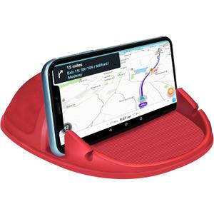 Loncaster Car Phone Holder, Car Phone Mount Silicone Car Pad Mat for Various Dashboards, Slip Free Desk Phone Stand Compatible with iPhone, Samsung, Android Smartphones, GPS Devices and More (Red)