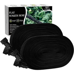 Soaker Hose 100FT, Thickened Flat Soaker Hoses For Garden 100 ft 2 pack, Drip Irrigation Hose Saves 80% Water, Leak-free Design Water Hose with Holes For Lawn, Flower Bed, Vegetable Field (50 FT x 2)
