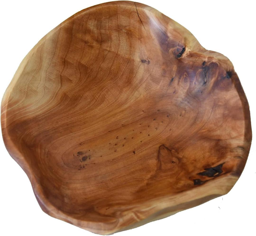 JFFLYIT Creative Wood Bowl - Root Carved, Handmade, Natural Real Wood Candy Serving Bowl (9"-10")
