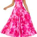 BTFBM Women Summer Floral Maxi Dresses Elegant Spaghetti Strap Dress Printed Party Dress Beach Long Dresses
(Floral Pink, X-Large)