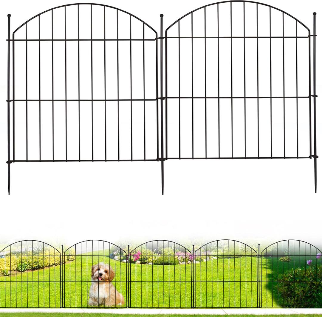 Thrivinest Decorative Garden Fence 24in (H) x20ft (L), 10 Pack No Dig Fence Animal Barrier for Dog, Arched Flower Bed Edging, Wire Border Panel Fencing for Yard Patio Outdoor Decor