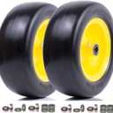 11x4.00-5 Flat Free Smooth Lawn mower Tire Assembly,with 3/4" or 5/8" & 1/2" Precision bearings, 3.4"-5.6" Centered Hub, Replacement for Front Zero-Turn Riding Lawn Mowers & Garden Tractor (2 Pack)