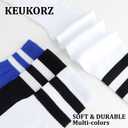 KEUKORZ 3 Pair Athletic Socks Black White Blue Youth Adult Non-Slip Classic Stripes Long Knee-High Baseball Football Sports Socks for Men and Women