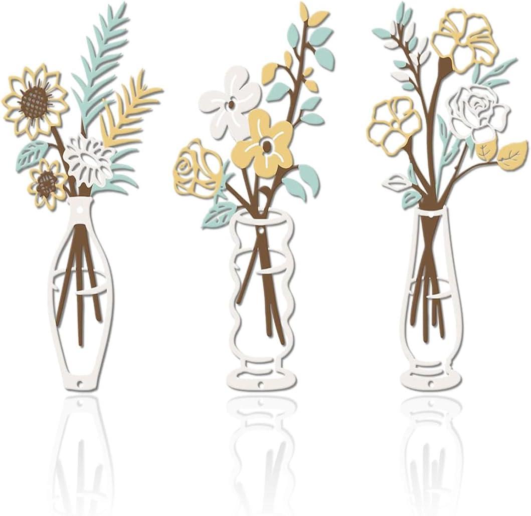 SanTiaoRen 3 Pieces Metal Flowers Wall Decor - Rustic Farmhouse Wall Arts,Boho Floral Minimalist Wall Decor for Living room Bathroom Bedroom Kitchen Office Garden Decorations