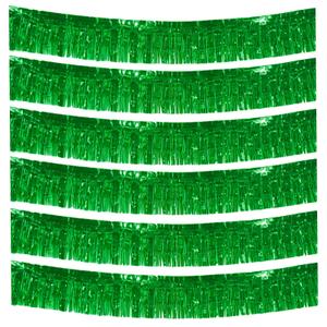 6P Light Green Wavy Metallic Foil Fringe Banner Tinsel Banner Backdrop Garland Curtains for Parade Floats Wedding Birthday Parties Decoration Halloween Christmas