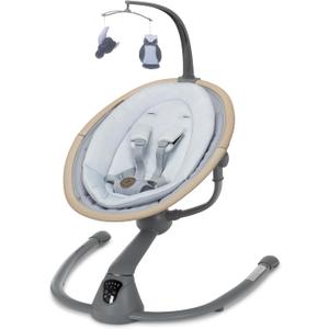 Maxi-Cosi Cassia Smart Baby Swing for Infants, Portable Foldable Swing with Music, 360 Rotation, 5 Speeds, 12 Melodies, EcoCare Fabric, Auto Motion Sensor, 2 Reclines, Classic Slate