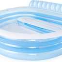 INTEX Swim Center Inflatable Family Lounge Pool: Built-In Bench Cup Holder 156 Gallon Capacity 90" x 86" x 31", Blue