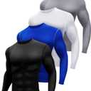 Hicarer 4 Pack Men's Compression Shirts Quick Dry Long Sleeve Athletic Workout Top for Gym Sports Winter Thermal Base Layers (X-Large, Black, White, Blue, Gray)