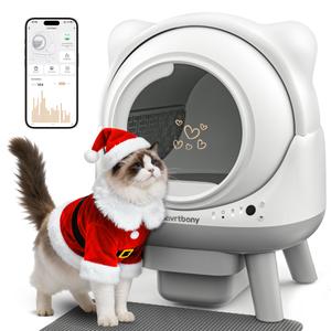 Automatic Litter Box, Self Cleaning Litter Box, Cat Litter Robot for Multiple Cats, with Smart APP Control and Health Monitoring, Safety Sensors, with Trash Bags, White