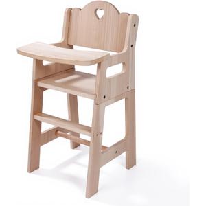 BABESIDE Baby Doll High Chair for 15-20 Inch Dolls, Wooden Baby Dolls Accessories Doll High Chair for Toddler Pretend Play Toys, Natural Wood Babydoll HighChair Toy
