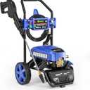 GREENER Electric Pressure Washer, 3800 Max PSI and 2.4 Max GPM, Onboard Soap Tank, Spray Gun and Wand, 5 Nozzle Set, for Cars/Fences/Driveways/Homes/Patios/Furniture-Blue