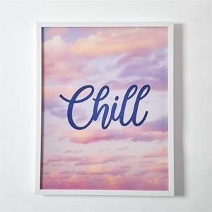 Urban Lifestyle Chill Framed Canvas Wall Art, Inspirational Quote with Pastel Sky Background,Decorative Canvas for Bedroom, Living Room, or Office, Modern Relaxing Aesthetic Décor