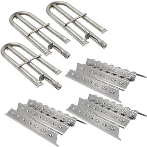 Hisencn Replacement Parts for Perfect Flame 3019L, 3019LNG Gas Grill Models Stainless Steel Replacement Grill Parts SS Burner & SS Heat Plate Repair Kit