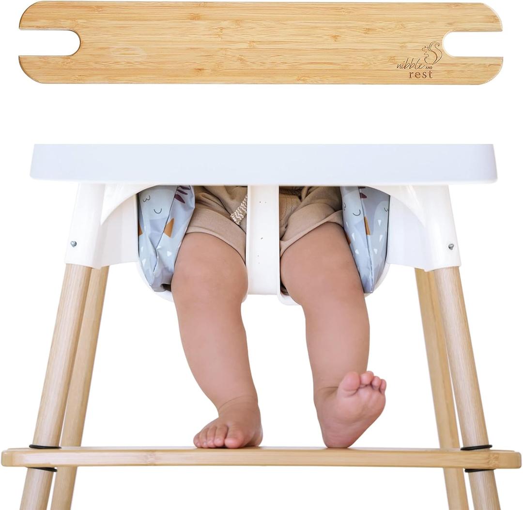 Nibble and Rest Woodsi Footsi Highchair Footrest for IKEA Antilop, Bamboo Wooden Footrest, Height Adjustable, High Chair Accessories,Suitable Footstool with Rounded Corners