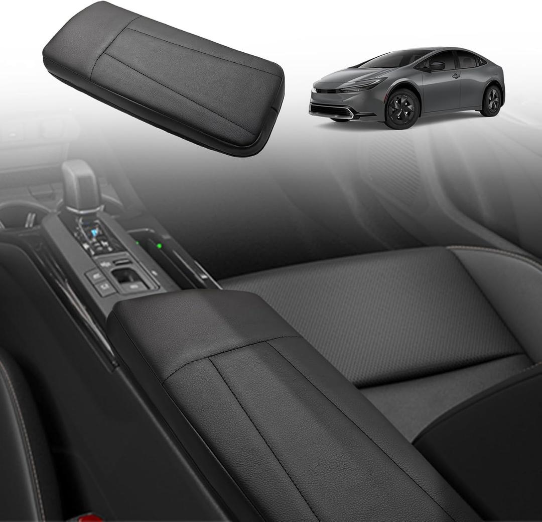 BestEvMod for 2023 2024 2025 Prius 5th Gen Center Console Armrest Cover Extra Soft Microfiber Leather Waterproof Protector Seat Armrest Cover Compatible with Toyoto Prius Accessories (Black)