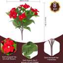 Daynight 8 Pcs Artificial Impatiens Flowers for Outdoor Flowers UV Resistant Faux Red Flowers Impatiens Bushes Silk Artificial Flowers Bouquet for Patio Garden Porch Decor. (8, Red)