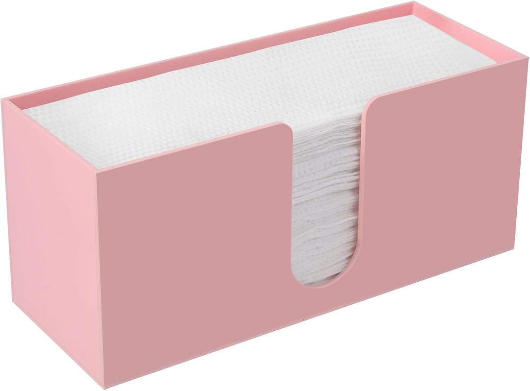 Acrylic Paper Towel Holder Countertop, Pink Paper Towel Dispenser, Napkin Holder, Suitable for Z-fold, C-fold or MultiFold Trifold Paper Towels for Bathroom Toilet Kitchen