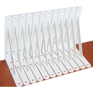 12 Pack L8 x H 6" White Heavy Duty Shelf Brackets with Screws, Metal Shelf Brackets, Shelf Support Angle Brackets for Shelves L Brackets, Heavy Duty Floating Shelf