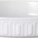 Fun Elements Shallow Dog Bowls, 8" Ceramic Dog Food Plate for Small and Medium Breeds, Non-Slip, Flat and Wide, Dishwasher Safe, Suitable for Puppies and Kittens (White)
