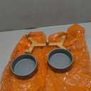 Ceramic Cat and Small Dog Bowl Set  Modern Indoor Small Size Pet Food and Water Bowls with Wood Stand  Non Slip Puppy Sized Feeding Station with Double Dishes (Gray)