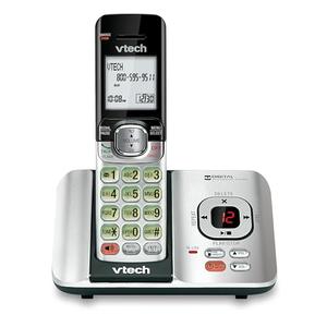 VTech CS6529 1-Handset Cordless Phone with Answering Machine, Caller ID/Call Waiting, DECT 6.0 Expandable, Handset Speakerphone, Silver/Black