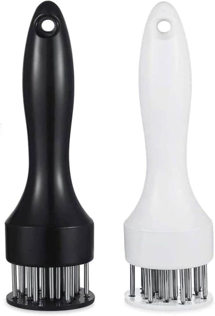 Meat Tenderizer Tool, 1 Pair Black and White, with 21 Ultra Sharp Stainless Steel Needle Blades, Profession Kitchen Gadgets
