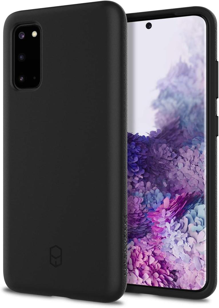 PATCHWORKS ITG Designed for Samsung Galaxy S20 5G Case 6.2 inch (2020) Ultra Slim Fit Thin Shockproof Hard Back Non Slip Stylish Matte Protective Phone Case [Military Grade Drop Test] - Black