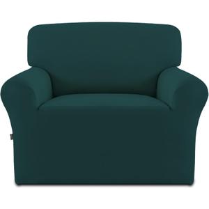 Easy-Going Fleece Stretch Sofa Slipcover Spandex Anti-Slip Soft Couch Sofa Cover, Washable Furniture Protector with Anti-Skid Foam and Elastic Bottom for Kids, Pets(Chair, Deep Teal) (Small)