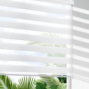 SHECUTE Zebra Blinds for Windows, 72H x 44W (Support Custom Size), White Dual Layer Zebra Window Shades, Light Filtering Room Darkening Day and Night Window Blinds for Home, Living Room, Bedroom