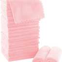 MOONQUEEN Ultra Soft Premium Washcloths Set - 12 x 12 inches - 24 Pack - Quick Drying - Highly Absorbent Coral Velvet Bathroom Wash Clothes - Use as Bath, Spa, Facial, Fingertip Towel (Pink)