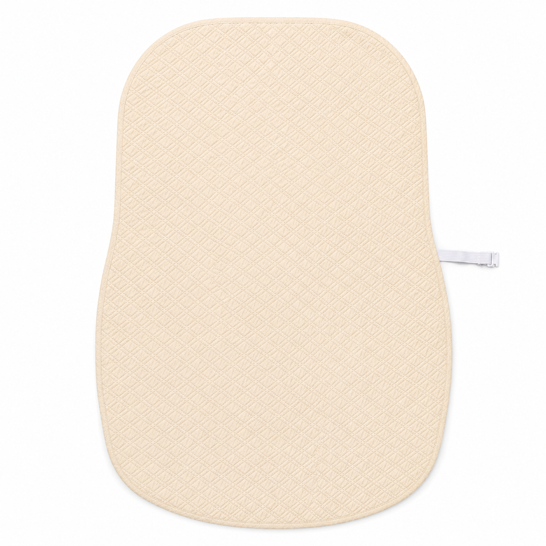Beige Quilted Mattress Pad Cover with Elastic Strap, Soft Fitted Mattress Protector