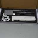 Cordless Electric Carving Knife for Meat Slicing, Fish, Bread, Turkey, Ergonomic Handle, Serving Fork Included, Storage Case& Safety Lock (White)