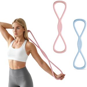 RYAOLELY Figure 8 Resistance Band, Exercise Band for Physical Therapy, Yoga Pilates Home Workout, Portable Fitness Band with Anti-Slip Grip