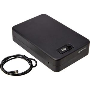 Amazon Basics Portable Security Case Lock Box Safe with Combination Lock for Documents, Valuables and Personal Items, XXL, Black