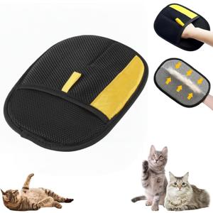 Cat Hair Remover Furniture,Electrostatic Pure Path Pet Dog Hair Remover Glove for Dogs Cats,Reusable & Washable Yomi Pet Hair Removal Gloves for Furniture Clothes, Couch, Carpet, Car Seat, Bed (Black)