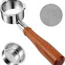 51mm Bottomless Portafilter for CM5418, 3 Ears Portafilter with 51mm Puck Screen Compatible for CASABREWS Espresso Machine CM5418, 3700Essential and 5418Pro, Stainless Steel Filter Holder and Filter (Silver&Wood)