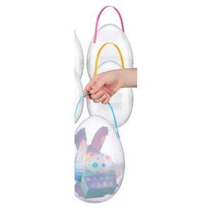 Suzile 3 Pcs Giant Easter Eggs 10 Inch Fillable Eggs Jumbo Eggs with Handles Plastic Easter Extra Large Eggs Stands Upright Egg Containers Egg Shaped Buckets for Easter Hunt Decoration