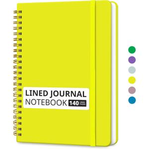 Taja Lined Spiral Journal Notebook for Women & Men, 140 Pages, College Ruled Hardcover Notebook for Work & Note Taking, Journals for Writing, A5(5.7" x 7.9") – Lemon Yellow