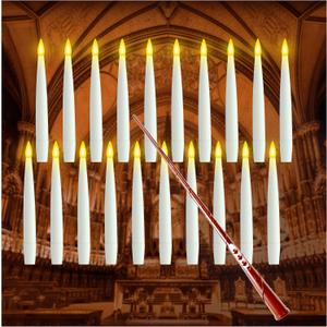 JMTONE Flickering Warm Light Flameless Floating LED Candle with Wand Remote Battery Operated Window Taper Candle Set Theme Party Birthday Gift Halloween Decorations Floating Candles 12 PCs