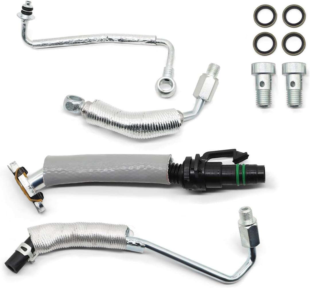 4PCS Turbocharger Oil Return Drain Line and Turbo Oil Feed Pipe Kit Compatible with Encore Sonic Cruze Trax 1.4L L4 55567067 55568031 55592600 25198546 55587854