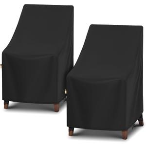 Arcedo High Back Patio Chair Cover 2 Pack, Waterproof Outdoor Weatherproof Chairs Covers for Stackable Dining Furniture Seating - 27W x 30D x 42H, Black